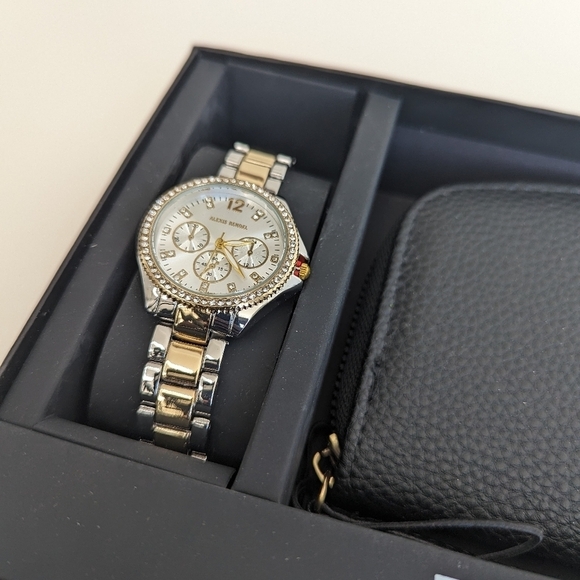Alexis Bendel Analog Two-Tone Silver Gold Tone Crystal 38 mm Watch & Wallet - Picture 5 of 9